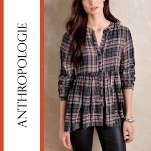 Anthropologie/11-1-TYLHO | Plaid Peplum Blouse Top